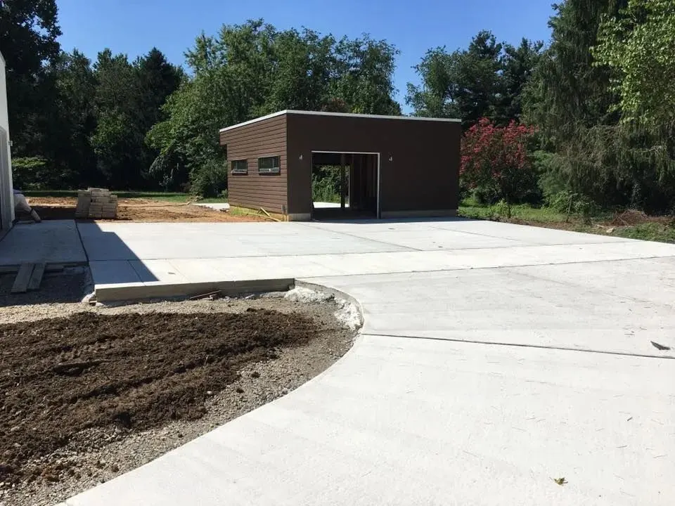 A new concrete driveway poured by J.D. James Construction